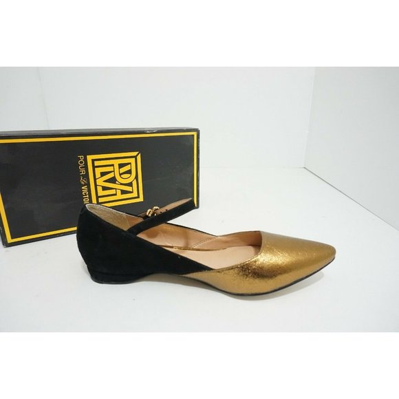 Pour La Victoire Bonat Flat Bronze Black Women's Flats Ankle Strap US 7.5 M $250 - Picture 6 of 11